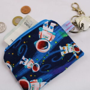 Kleine Kinder-Geldbörse/ Kinder Portemonnaie/ Geldbeutel "Astronaut im All", mit Reißverschluss und Schlüsselring – praktisch, leicht und handlich