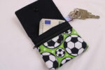 Kinder-Geldbeutel "Fußbälle" mit Reißverschlussfach, Steckfach und Schlüsselring, optional mit Klarsichtfach, Geldbörse, Minibörse, Portemonnaie – Bild 4
