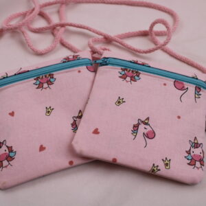 Kinder-BRUSTBEUTEL "Einhorn-Prinzessin" mit Reißverschluss und Reflektorfähnchen; Brusttasche, Geldbörse, Geldbeutel