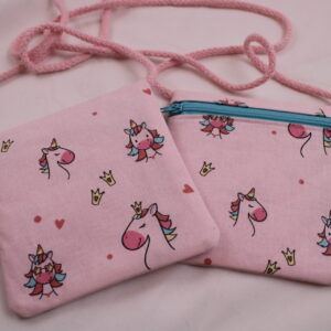 Kinder-BRUSTBEUTEL "Einhorn-Prinzessin" mit Reißverschluss und Reflektorfähnchen; Brusttasche, Geldbörse, Geldbeutel