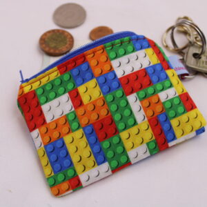 Kleine Kinder-Geldbörse/ Kinder Portemonnaie/ Geldbeutel "Klemmbausteine", mit Reißverschluss und Schlüsselring – praktisch, leicht und handlich