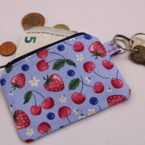 Kleine Kinder-Geldbörse/ Kinder Portemonnaie/ Geldbeutel "Beerenfrüchte", mit Reißverschluss und Schlüsselring – praktisch, leicht und handlich