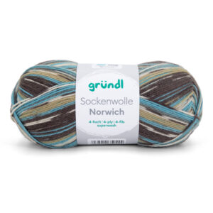 Wolle Gründl / Norwich (04) - Sockenwolle 100g, 4-fädig - 75% Schurwolle, 25% Polyamid, für Nadelstärke 2,5-3,0mm