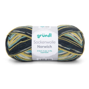 Wolle Gründl / Norwich (05) - Sockenwolle 100g, 4-fädig - 75% Schurwolle, 25% Polyamid, für Nadelstärke 2,5-3,0mm