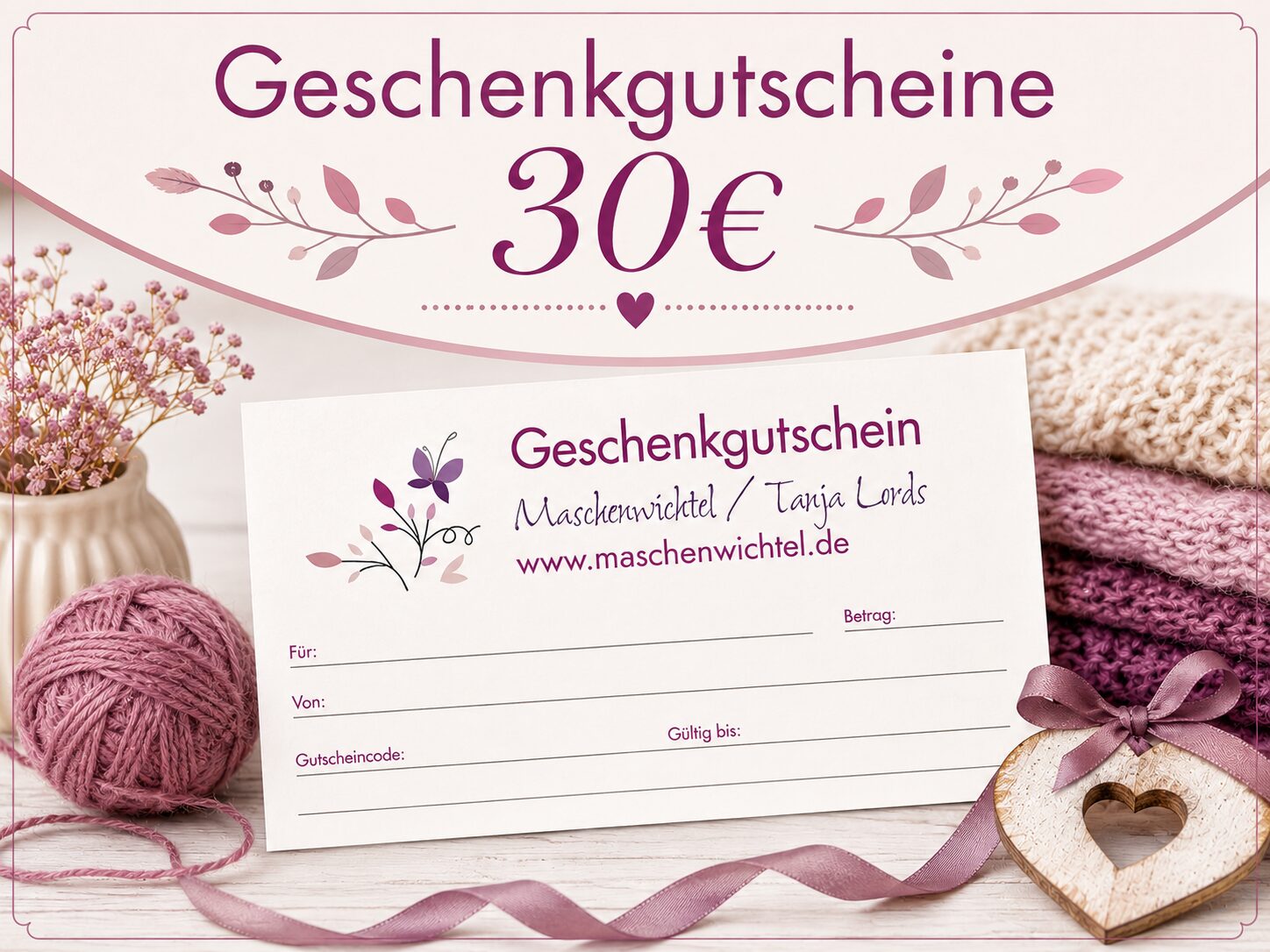 Geschenkgutschein 30€ Geschenkgutschein für den Maschenwichtel-Shop im Wert von 30€
