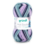 Wolle Gründl / Hot socks color (03) lavendel-nachtblau-eisblau-naturweiß - Sockenwolle 50g, 4-fädig, für Nadeln 2.5 - 3.0mm