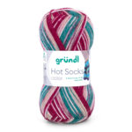 Wolle Gründl / Hot socks color (11) bordeaux-petrol-beere-creme - Sockenwolle 50g, 4-fädig, für Nadeln 2.5 - 3.0mm