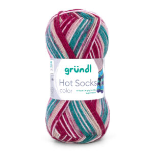 Wolle Gründl / Hot socks color (11) bordeaux-petrol-beere-creme - Sockenwolle 50g, 4-fädig, für Nadeln 2.5 - 3.0mm