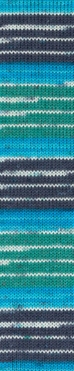 Wolle Gründl / Hot socks color (01) marine-türkis-grün-weiß - Sockenwolle 50g, 4-fädig, für Nadeln 2.5 - 3.0mm – Bild 2