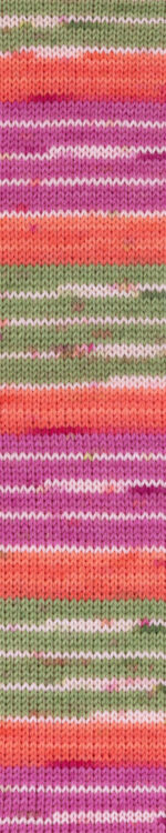 Wolle Gründl / Hot socks color (09) moosgrün-koralle-pink-creme - Sockenwolle 50g, 4-fädig, für Nadeln 2.5 - 3.0mm