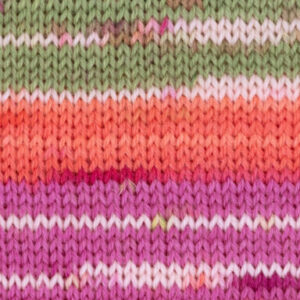 Wolle Gründl / Hot socks color (09) moosgrün-koralle-pink-creme - Sockenwolle 50g, 4-fädig, für Nadeln 2.5 - 3.0mm