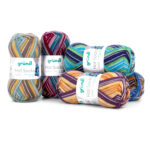 Wolle Gründl / Hot socks color (02) magenta-kürbis-grau-naturweiß - Sockenwolle 50g, 4-fädig, für Nadeln 2.5 - 3.0mm – Bild 3