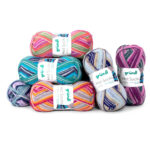 Wolle Gründl / Hot socks color (02) magenta-kürbis-grau-naturweiß - Sockenwolle 50g, 4-fädig, für Nadeln 2.5 - 3.0mm – Bild 4