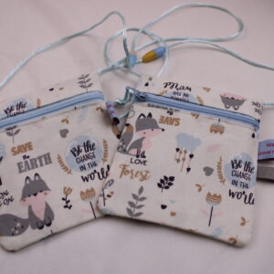 Kleiner Kinder-BRUSTBEUTEL "Fuchs/be the change, pastell" mit Sicherheitsverschluss und Reflektorfähnchen; Brusttasche, Geldbörse, Geldbeutel