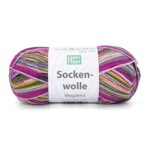 Happy Hobby VEGANO (02) - vegane, schurwollfreie Sockenwolle, mit Bambusviskose, 100g, 4-fädig, für Nadeln 2.5 - 3.0mm
