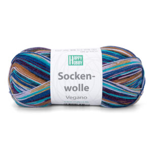 Happy Hobby VEGANO (04) - vegane, schurwollfreie Sockenwolle, mit Bambusviskose, 100g, 4-fädig, für Nadeln 2.5 - 3.0mm