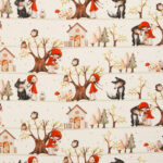 Kinderstoff / Patchworkstoff / Baumwoll-Webware /Baumwollstoff „Fairy Tale“ – Mädchen und Wolf – Webware aus 100 % Baumwolle