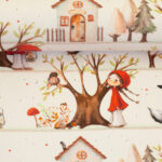 Kinderstoff / Patchworkstoff / Baumwoll-Webware /Baumwollstoff „Fairy Tale“ – Mädchen und Wolf – Webware aus 100 % Baumwolle – Bild 3