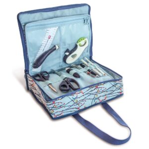 PRYM All-in-one Handarbeitstasche Blue Birds – für Näh-, Strick- & Häkelzubehör, ohne Inhalt