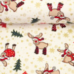 Dekostoff, Weihnachtsstoff "Rudolf / naturweiß"; Webware aus 100% Baumwolle – Bild 2