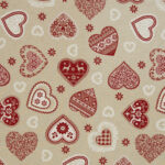 Dekostoff Weihnachten "Herzen im Landhausstil"; Webware aus 90% Baumwolle, 10% Polyester, Leinenoptik, CANVAS