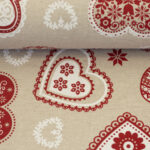 Dekostoff Weihnachten "Herzen im Landhausstil"; Webware aus 90% Baumwolle, 10% Polyester, Leinenoptik, CANVAS – Bild 2