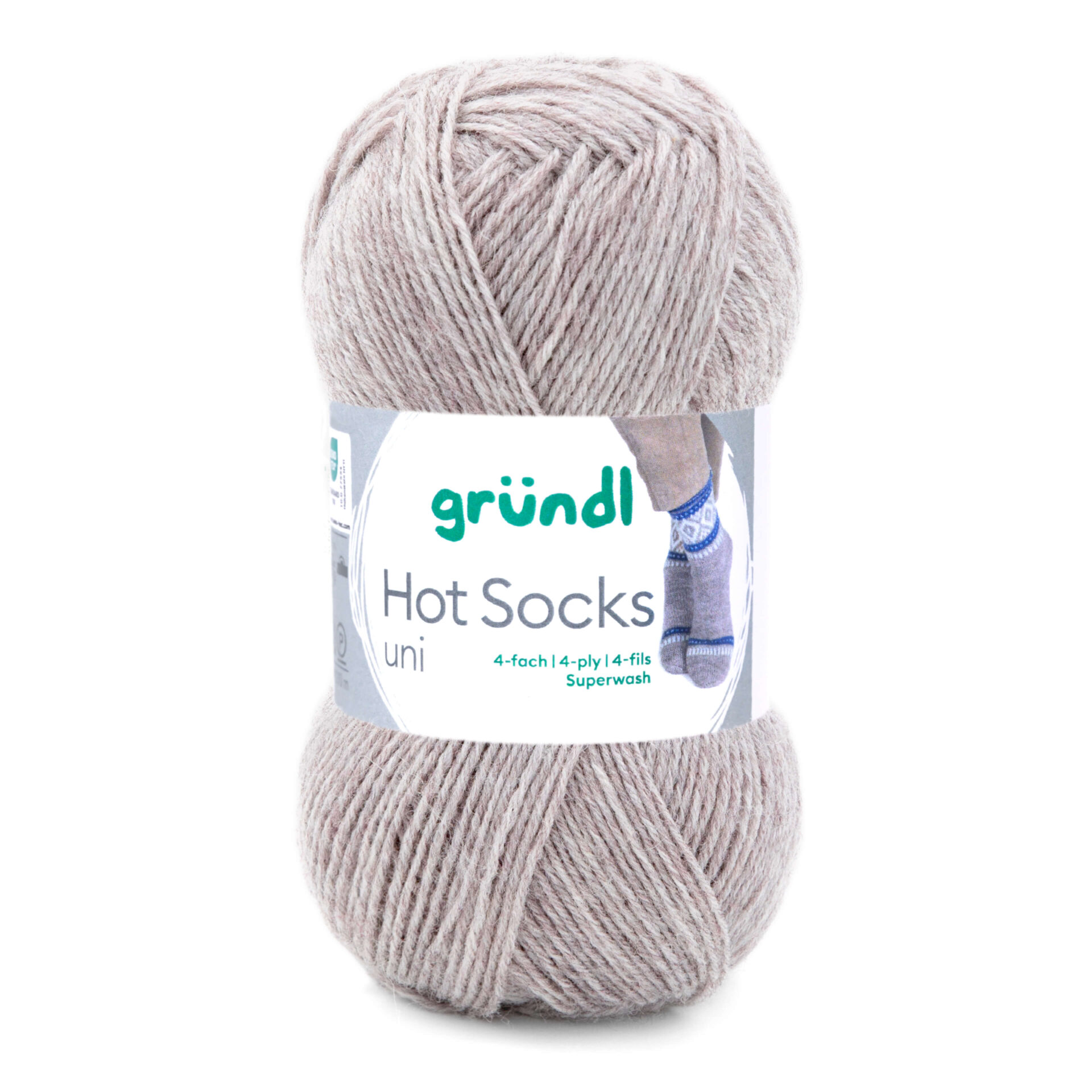 770-25__Hot_Socks_50_uni_B1 Wolle Gründl / Hot socks uni SAND (25) - Sockenwolle 50g, 4-fädig