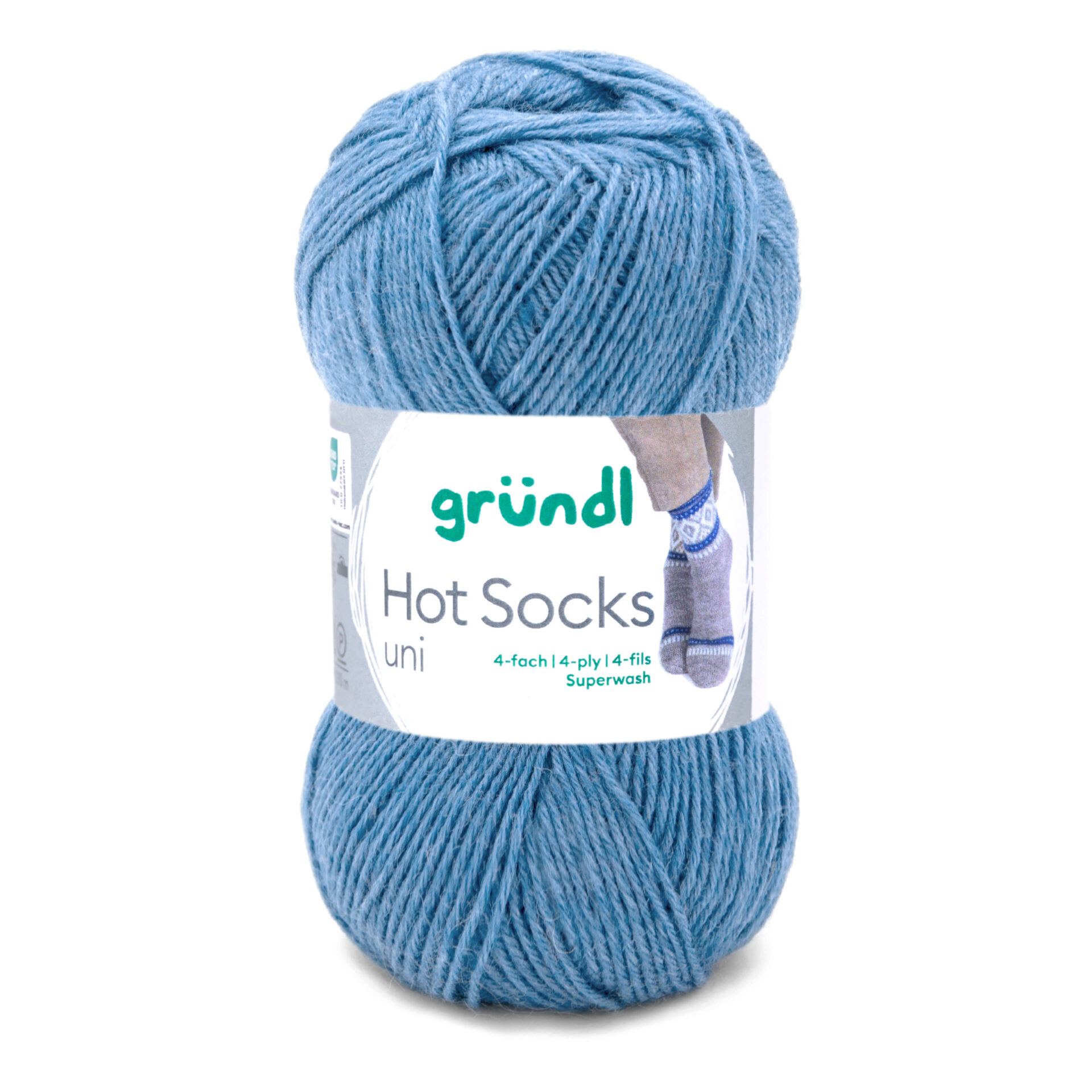 770-56__Hot_Socks_50_uni_B1 Wolle Gründl / Hot socks uni TÜRKISBLAU (56) - Sockenwolle 50g, 4-fädig