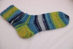 Gr. 41/42 - Wollsocken in Gelb-Grün-Blau, handgestrickt aus Lana Grossa Meilenweit (3027) – Bild 2