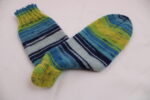 Gr. 41/42 - Wollsocken in Gelb-Grün-Blau, handgestrickt aus Lana Grossa Meilenweit (3027)