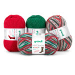 Wolle Gründl / Hot socks XMAS Glitter 4-fach (6498) - Weihnachts-Sockenwolle gemustert, mit Glitzerfaden, 100g, 4-fädig – Bild 3