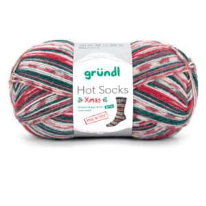 Wolle Gründl / Hot socks XMAS Glitter 4-fach (6498) - Weihnachts-Sockenwolle gemustert, mit Glitzerfaden, 100g, 4-fädig