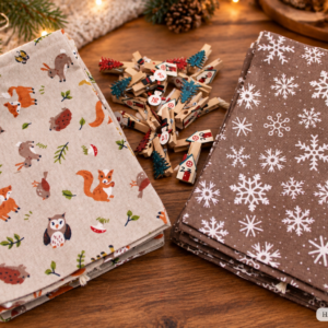 24 Adventskalender-Säckchen XL "Waldtiere, naturfarben", handgenäht, zum Selbst-Befüllen, Leinenoptik, zeitlos
